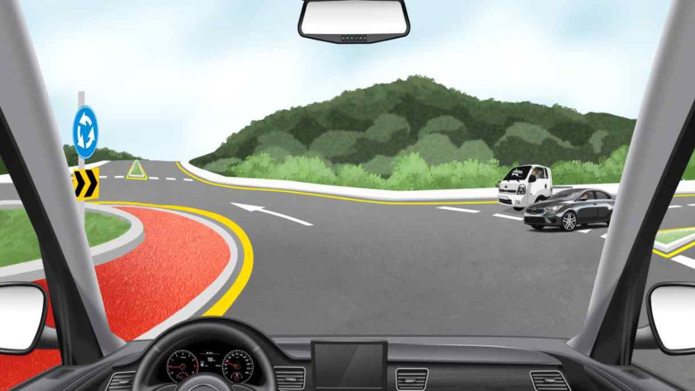 Circulating inside the roundabout · A vehicle on the right is trying to enter the roundabout