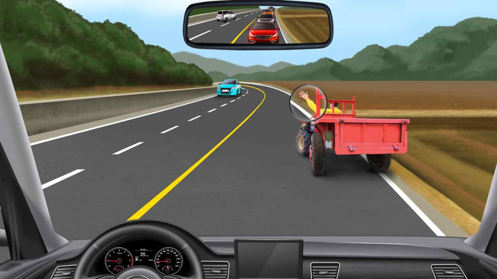Current speed 25 km/h · 4 cars following behind