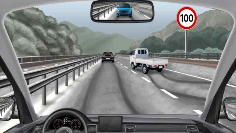 Driving on an expressway with less than 20 mm of snow accumulated