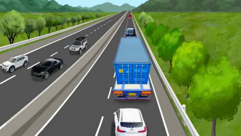 Driving in lane 2 of an expressway