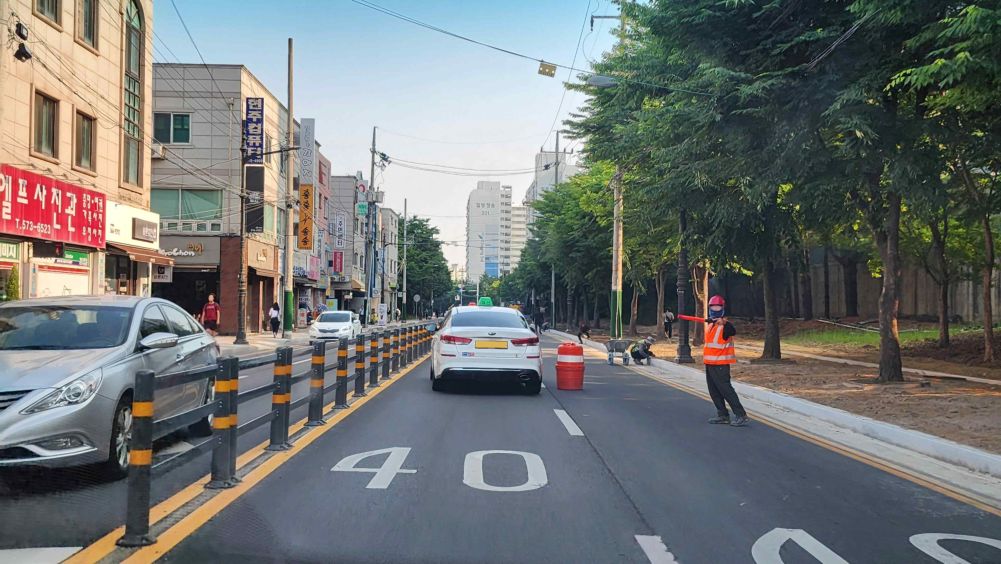 One-way 2-lane road under construction